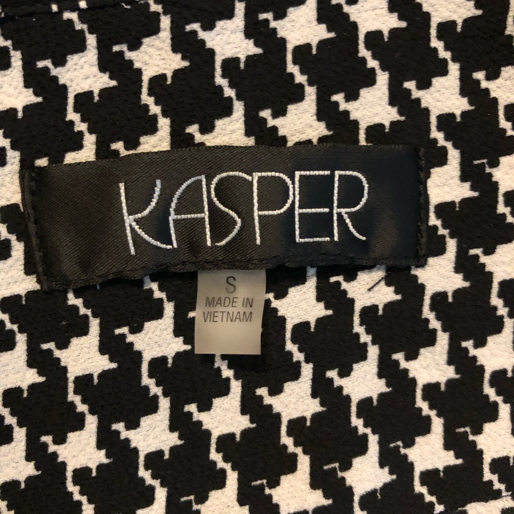 Kasper Black and White Houndstooth Women's Tie Top - Picture 6 of 8